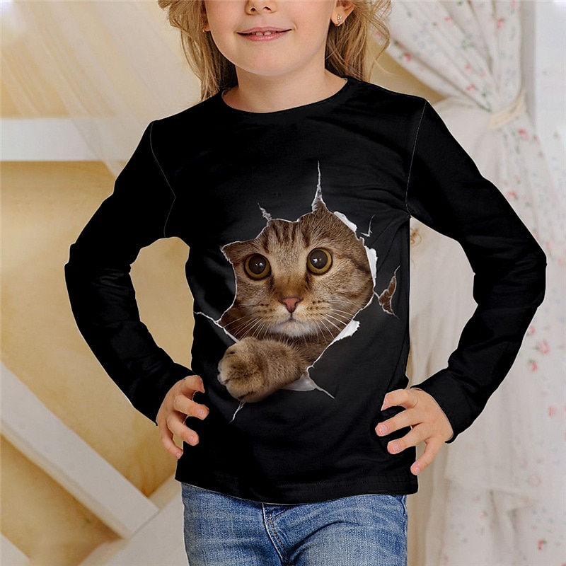 Thumbnail: Children Clothes Girl from 8 to 14 Years Old Cute Tee 2023 Autumn Casual Print L
