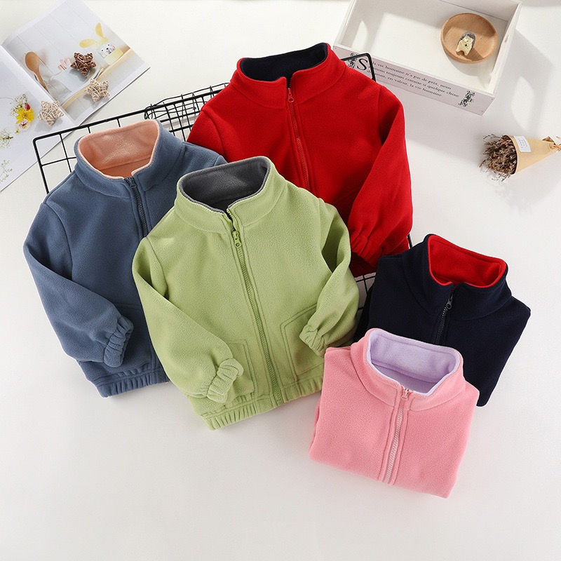 1pcs Boys Girls Spring Autumn Winter Fleece Zipper Jackets Cute Hot Selling Thic