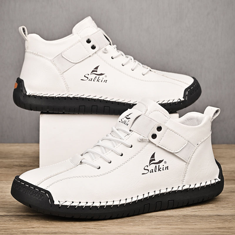 Thumbnail: New 2025 Handmade Leather Casual Men Shoes Design Sneakers Man Breathable Leathe