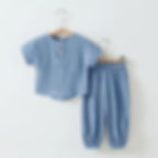 Children Baby Boy Clothes Set Solid Organic Cotton Short Sleeve Top + Pant 2Pcs 