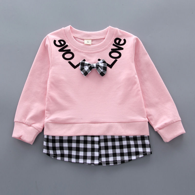 Thumbnail: Children's Clothing Sets Bow Plaid Long Sleeve Top + Pants 2pcs Sets Toddler Gir