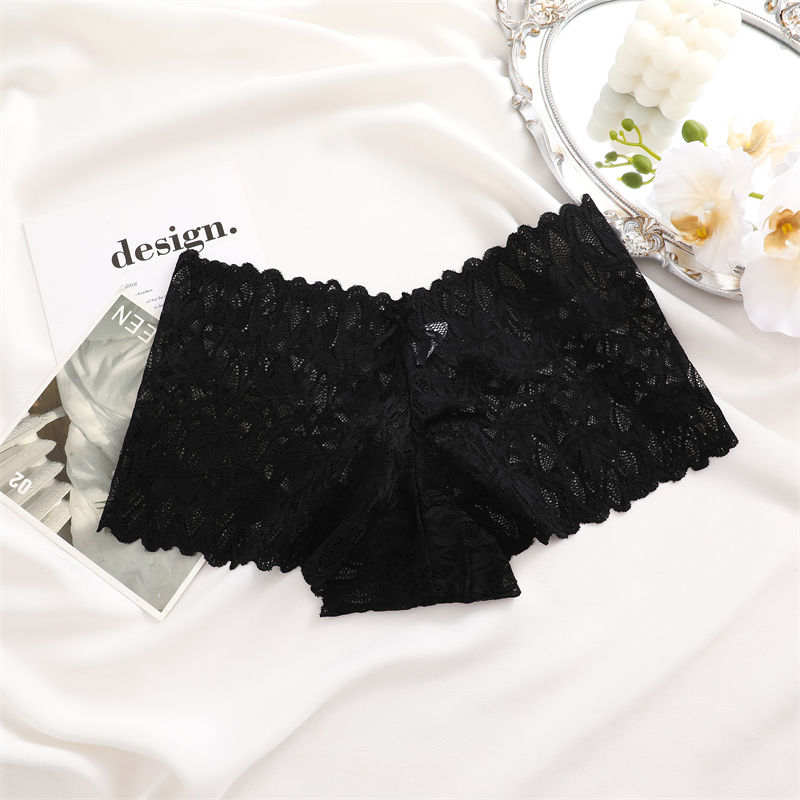 Thumbnail: Women Lace Boyshort Panties Low-Rise Sexy Underwear Trendy Floral Underpants Fem