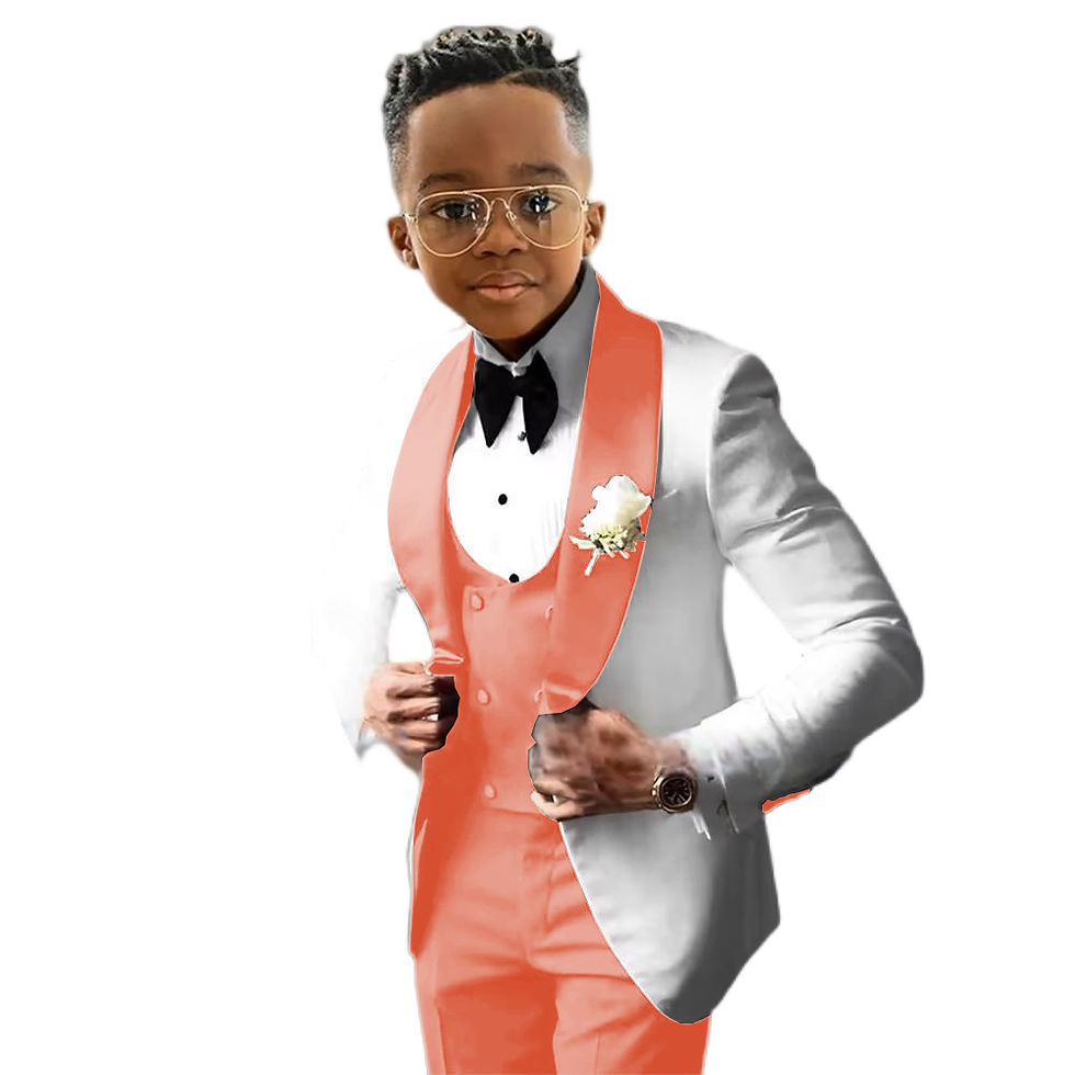 Thumbnail: Suit for Boys Wedding Tuxedo 3 Piece White Jacket Royal Blue Pants Vest Kids Bla