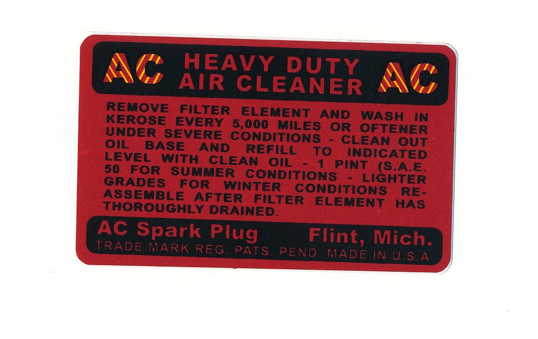AC AIR CLEANER DECAL
