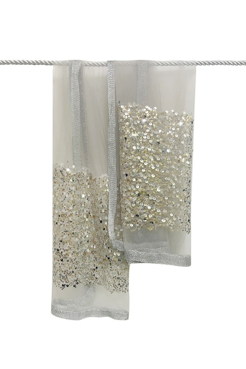 Thumbnail: Metallic Glitter Sequin Mesh Scarf-Shawl