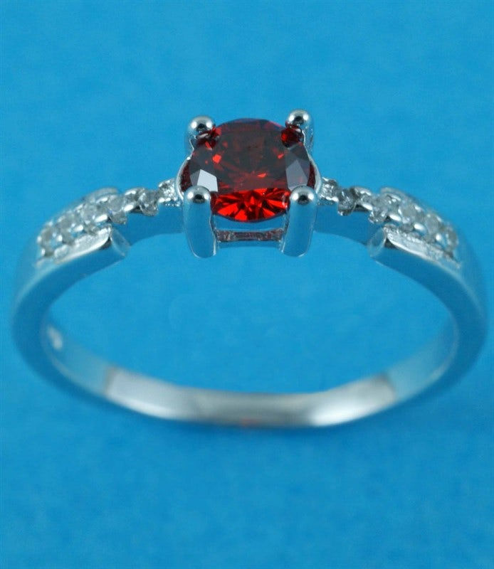 925 Silver Garnet CZ Ring