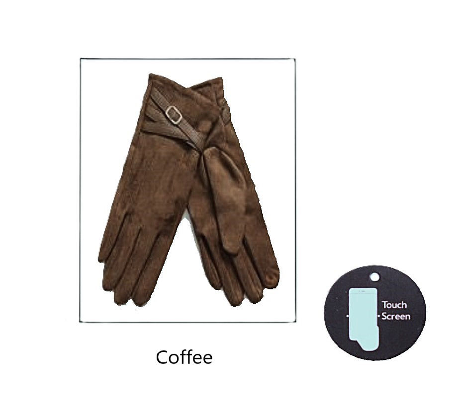 Thumbnail: Belted Suedette Gloves