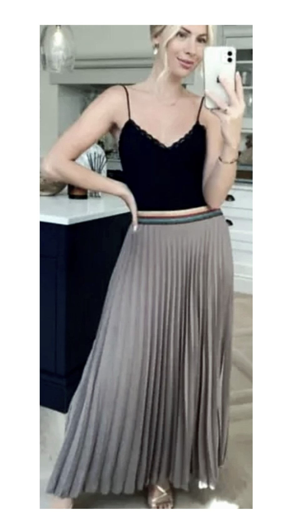 Dark Grey Pleated Maxi Skirt