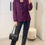 Thumbnail: Purple Ruffle Front Pleated Blouse