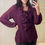 Thumbnail: Purple Ruffle Front Pleated Blouse