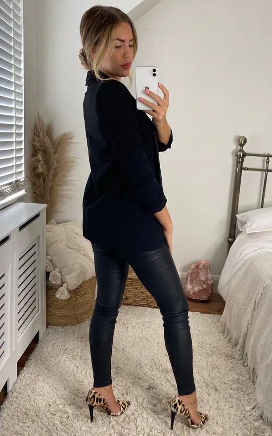 Thumbnail: Black Rouched Sleeve Blazer