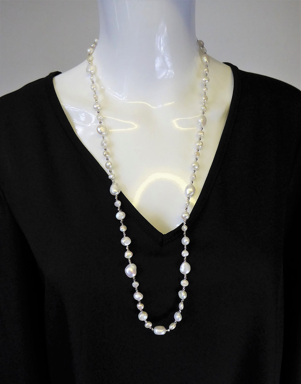 Long White Freshwater Pearl Necklace