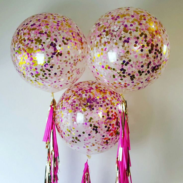Giant 90cm 3ft Confetti Balloon - hot pink shimmer ...