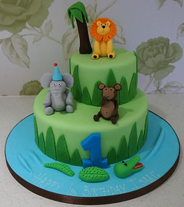Jungle Animals First Birthday Cake
