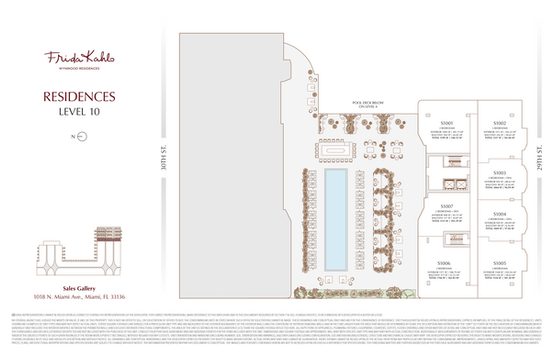 Plano de las residencias del nivel 10 de Frida Kahlo Wynwood