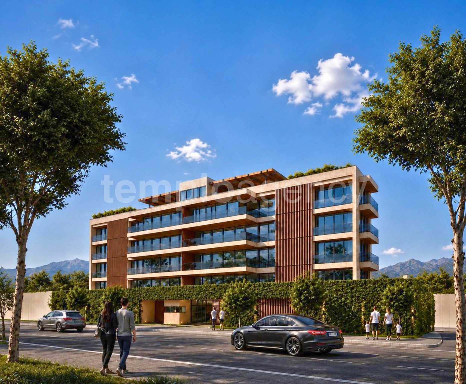 Render fachada de desarrollo en preventa en calle Fuente de los Ángeles 17