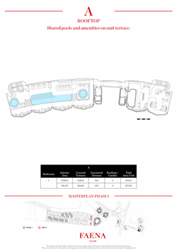 Plano del rooftop de la tipología A con albercas y amenidades compartidas.