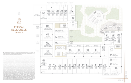 Plano general del nivel 4 con la ubicación de las residencias y unidades Lanai