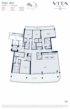 Plano de la residencia Sole 304, con cuatro recámaras, en Vita at Grove Isle