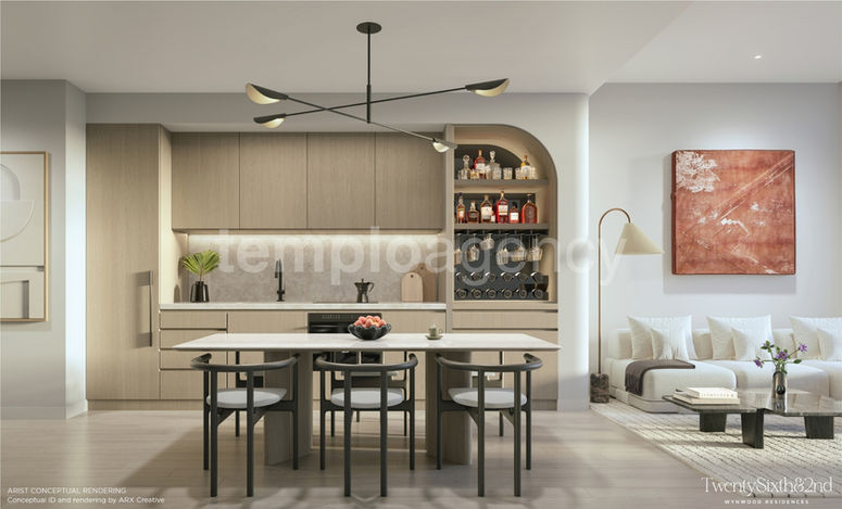 Cocina abierta y sala de una residencia en Twenty Sixth & 2nd Wynwood