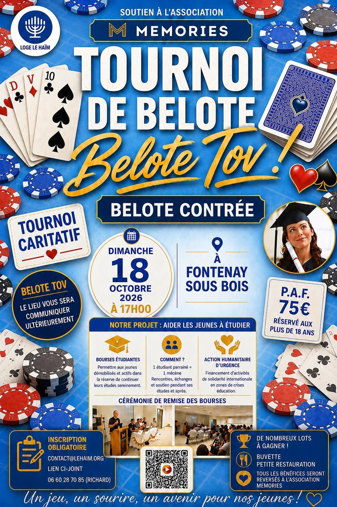 Tournoi de belote caritatif « Belote Tov ! »