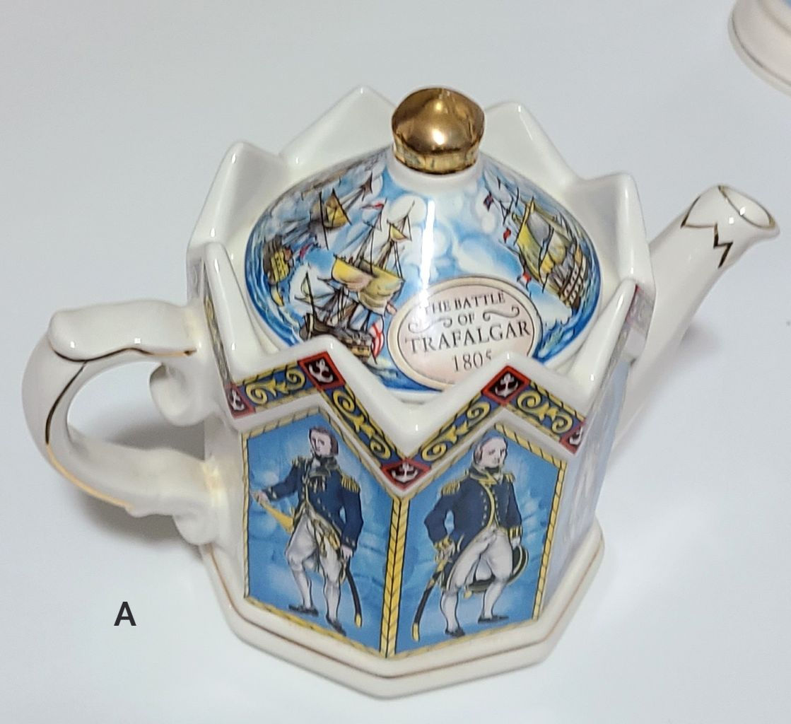Battle of Trafalgar vintage teapot made by James Sadler. Bone China. Made in England.