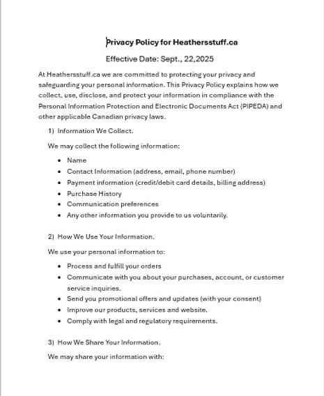 privacy policy page 1