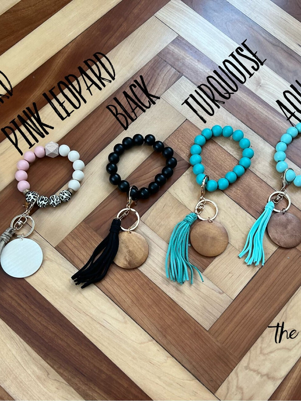 Thumbnail: Inspirational Wooden/Silicone Beaded Wristlet Keychain