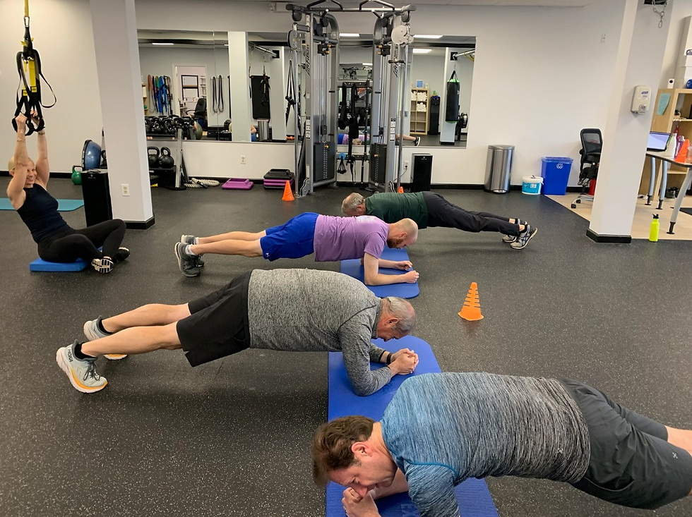 Group class doing planks