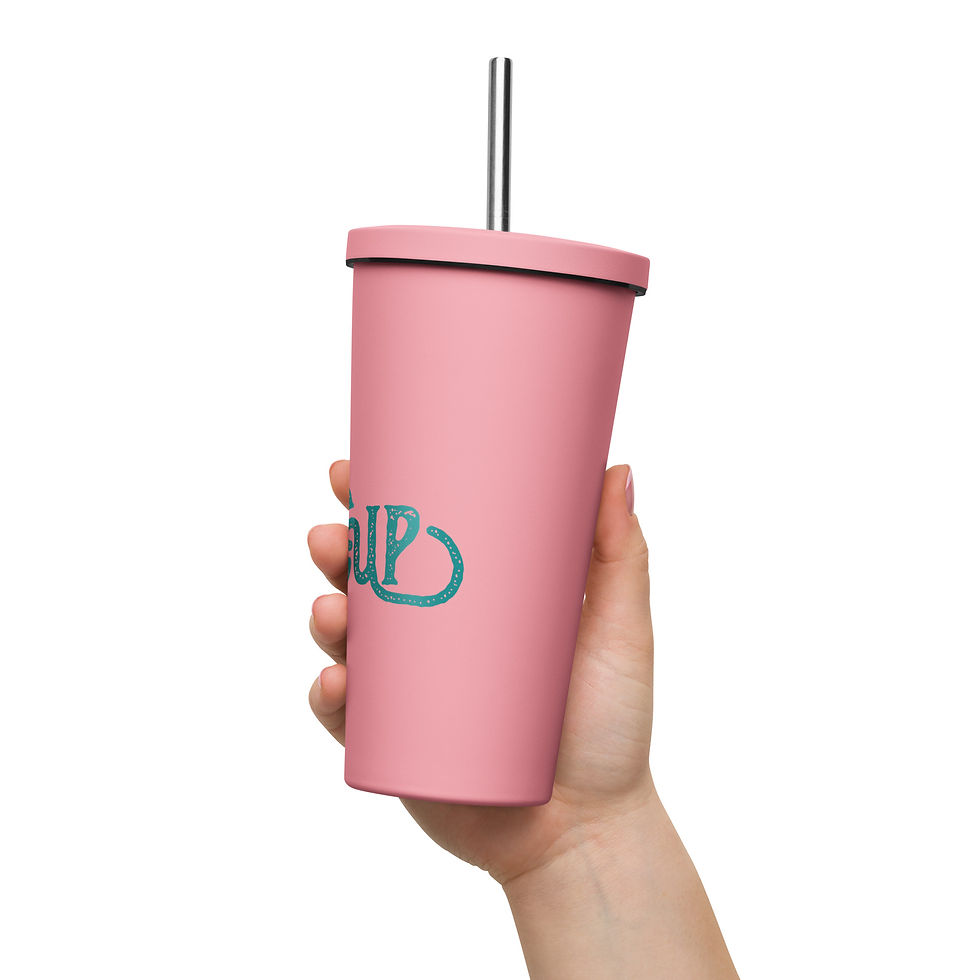 Thumbnail: Insulated tumbler with a straw - Tin Cup in Teal