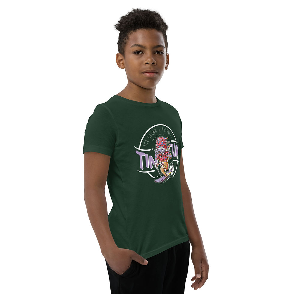 Thumbnail: Youth Short Sleeve T-Shirt with Cone on Skis