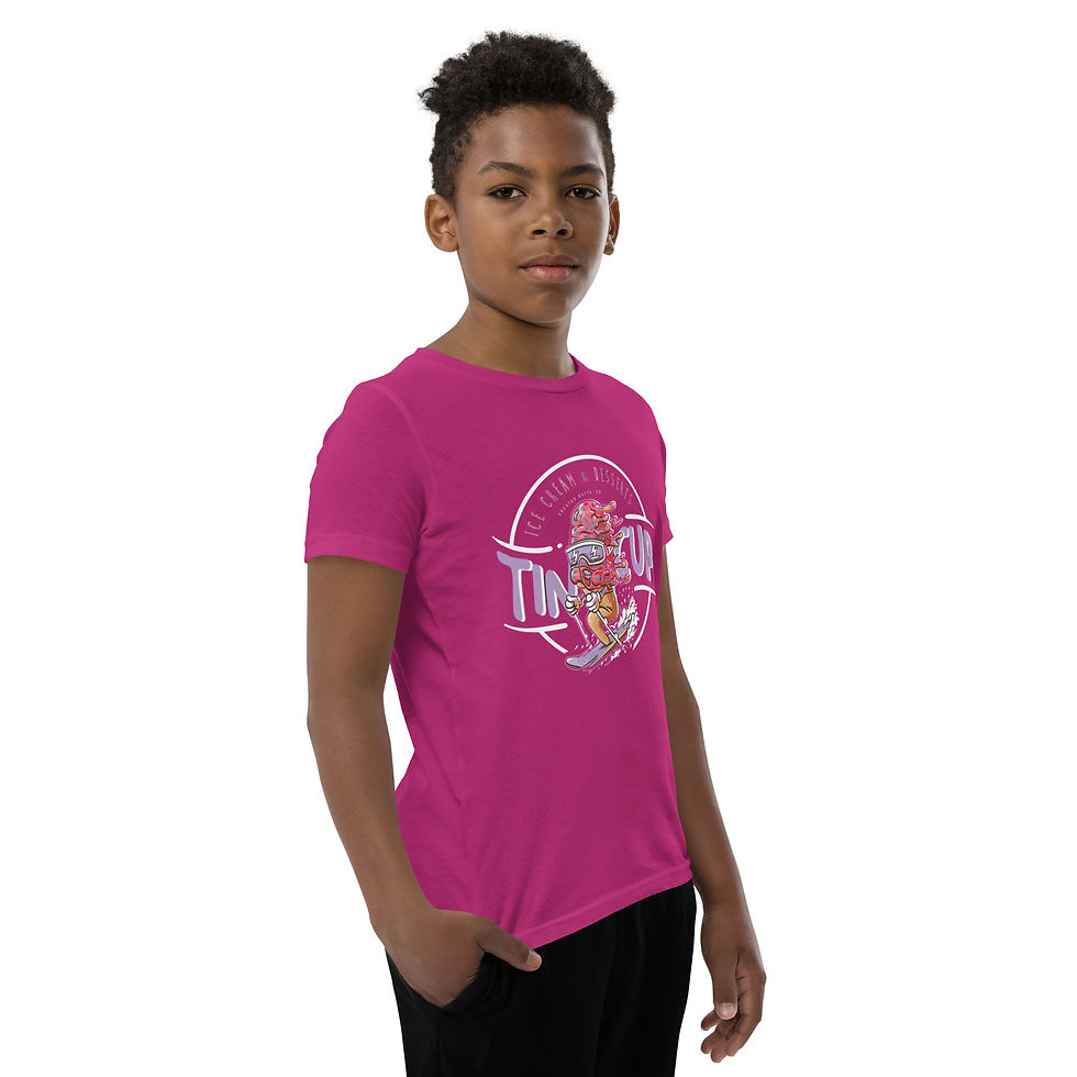Thumbnail: Youth Short Sleeve T-Shirt with Cone on Skis
