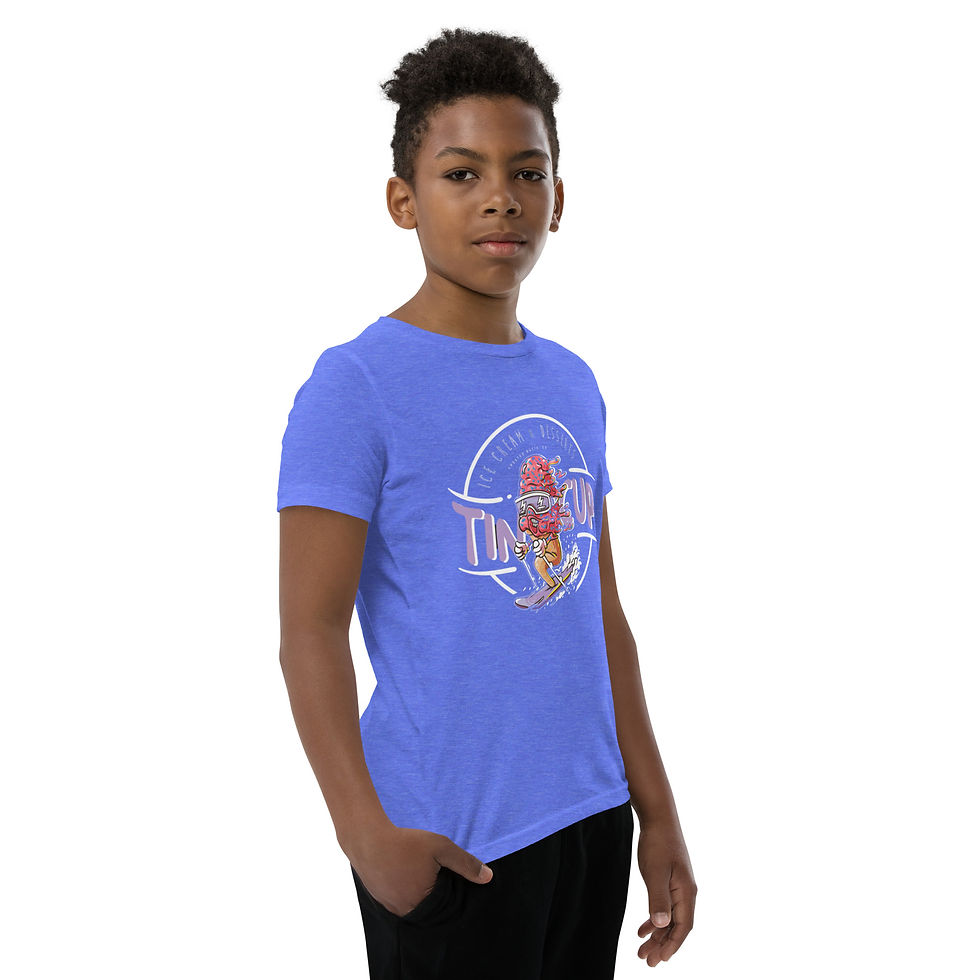 Thumbnail: Youth Short Sleeve T-Shirt with Cone on Skis