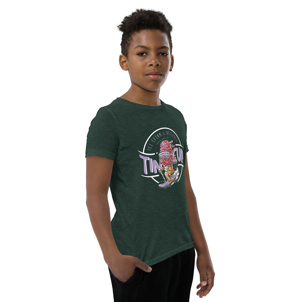 Thumbnail: Youth Short Sleeve T-Shirt with Cone on Skis