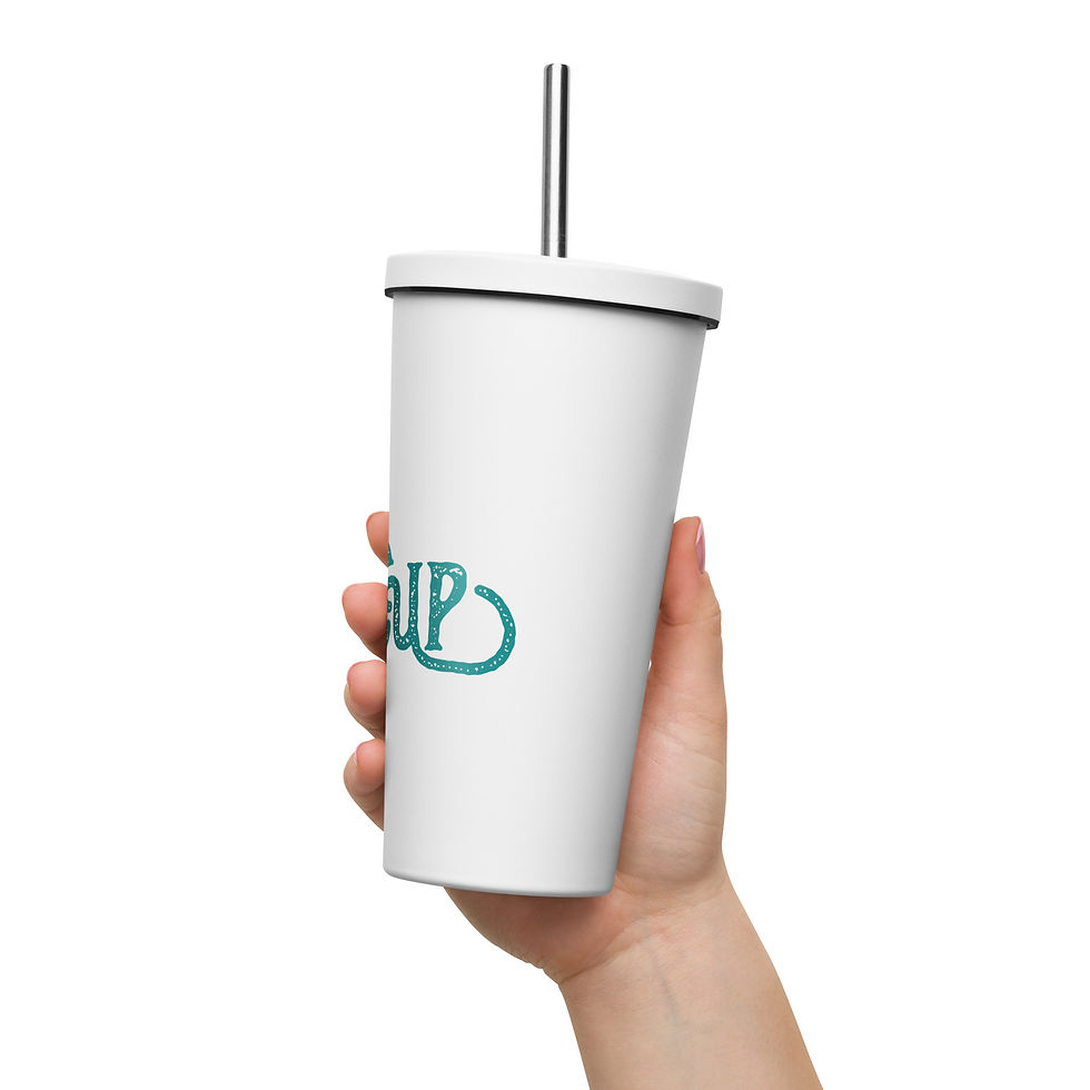 Thumbnail: Insulated tumbler with a straw - Tin Cup in Teal