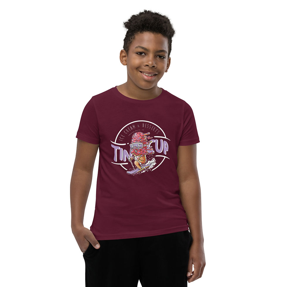 Thumbnail: Youth Short Sleeve T-Shirt with Cone on Skis