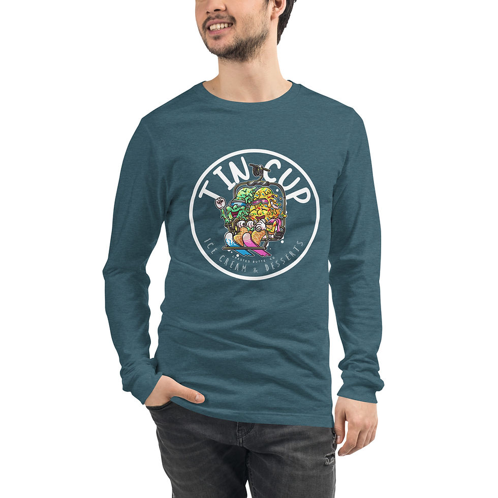Thumbnail: Unisex Long Sleeve Tee with Cone Friends on a Lift