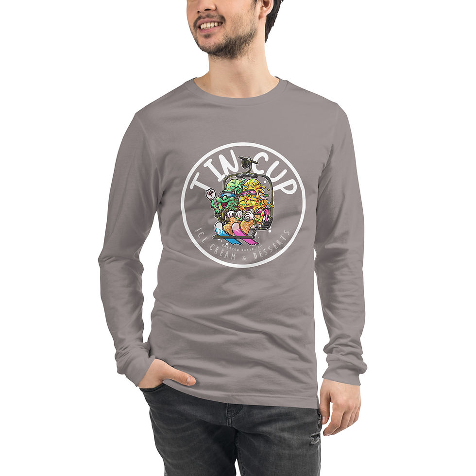 Thumbnail: Unisex Long Sleeve Tee with Cone Friends on a Lift