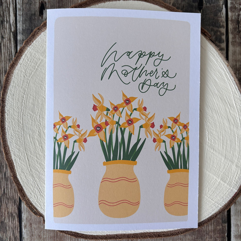 Mothers Day Card - Vases of Daffodils