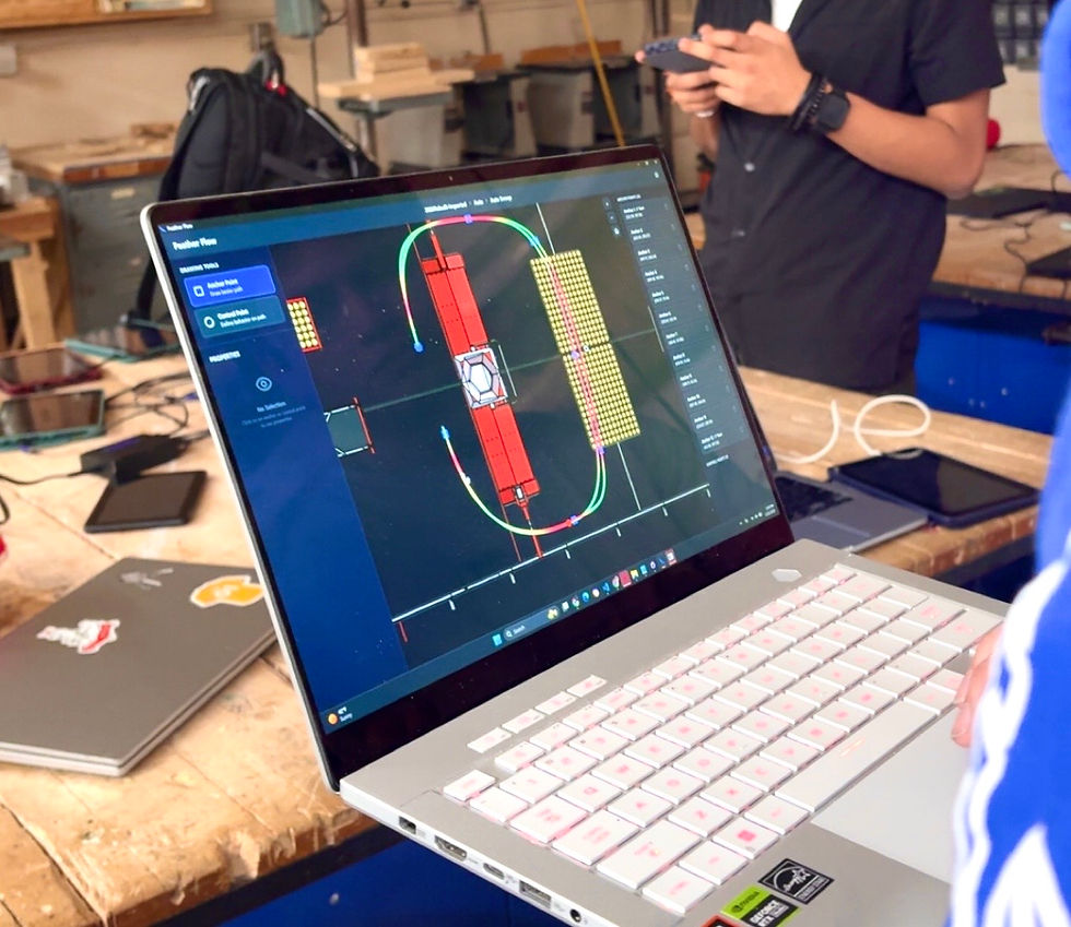 Programing team focuses to finish code and running them through a digital model