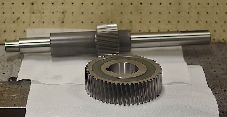 A completed wheel and pinion