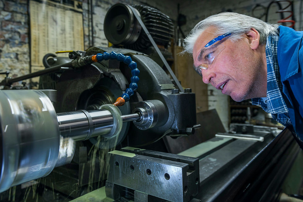 Machinist Eric motoring gear cutting on a lathe