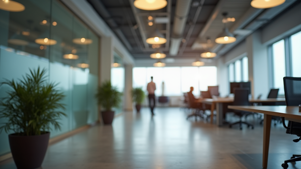 Close-up view of an office space designed for teamwork