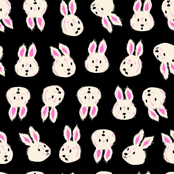 Rushing Rabbit Black Fabric - Hello Alice - Ruby Star Society Yard
