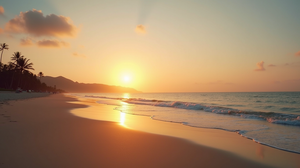 High angle view of a peaceful beach at sunset