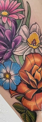 lighthouse tattoo, flower tattoo, Radha Pizzo, tattoo sarasota, tattoo artist, Siesta Key, flower tattoo
