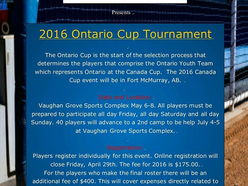 The 2016 Baseball Ontario Youth Team