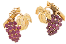 Ruby and gold grape shaped earrings