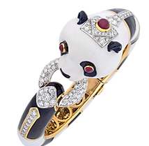 Gold black and white enamel panda bracelet