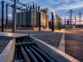 Commercial EV site beside electrical substation